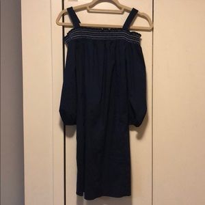 Shoshanna Navy Blue Off the Shoulder Dress
